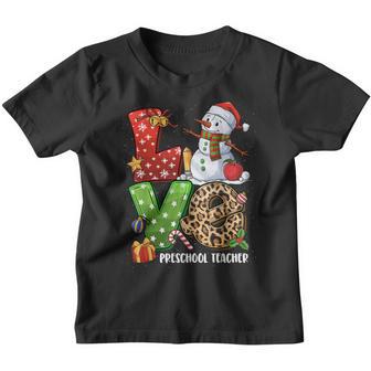 Snowman Family Christmas - Love Preschool Teacher Snowman Youth T-shirt - Thegiftio UK