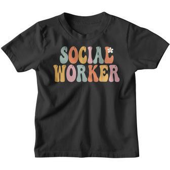 Social Worker Retro Groovy Vintage Happy First Day Of School Youth T-shirt - Thegiftio UK