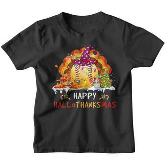 Softball Halloween Christmas Thanksgiving Hallothanksmas V2 Youth T-shirt - Thegiftio UK