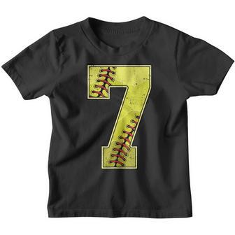 Softball Seventh 7Th Birthday Boy Girl 7 Seven Years Old Youth T-shirt - Thegiftio UK