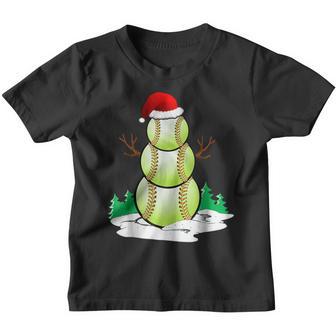 Softball Snowman Balls Christmas Pajama Gifts Men Boys Kids Youth T-shirt - Thegiftio UK