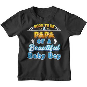Soon To Be A Papa Of A Beautiful Baby Boy Father Day Papa Youth T-shirt - Thegiftio UK