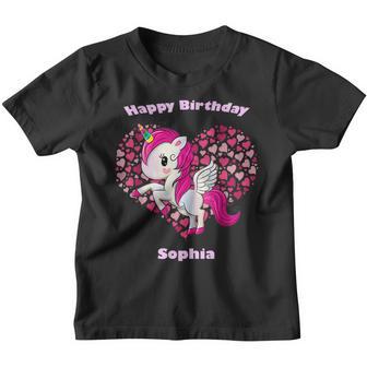 Sophia Unicorn Name Happy Birthday Girl Bday Party Youth T-shirt - Thegiftio UK