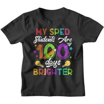 Sped Teacher 100 Days Brighter 100Th Day Of School Youth T-shirt - Thegiftio UK