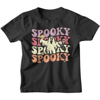 Spooky Floral Retro Groovy Ghost Halloween Costume V2 Youth T-shirt - Thegiftio UK