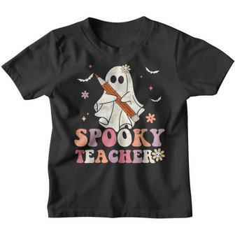 Spooky Teacher Ghost Halloween Groovy Retro Trick Or Treat V5 Youth T-shirt - Thegiftio UK