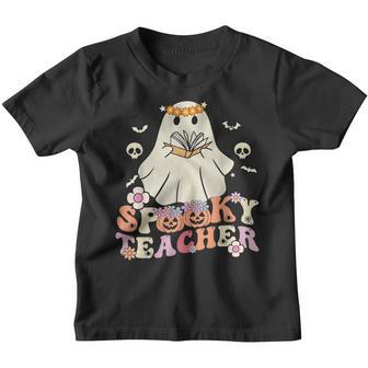 Spooky Teacher Groovy Retro Ghost Teacher Halloween 2022 Youth T-shirt - Thegiftio UK