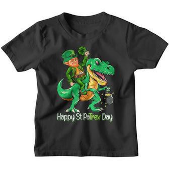 St Patricks Day Leprechaun Riding Dinosaur Gift Kids Boys Youth T-shirt - Thegiftio UK