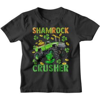 St Patricks Day Monster Truck Boys Toddler Shamrock Crusher Youth T-shirt | Mazezy