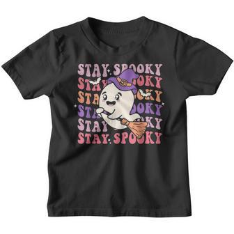 Stay Spooky Season Halloween Groovy Retro Funny Witch Ghost Youth T-shirt - Thegiftio UK