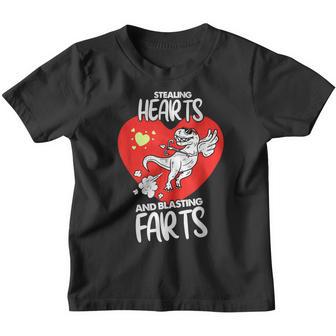 Stealing Hearts And Blasting Farts Funny Quote Kids Men Dino Youth T-shirt - Thegiftio UK