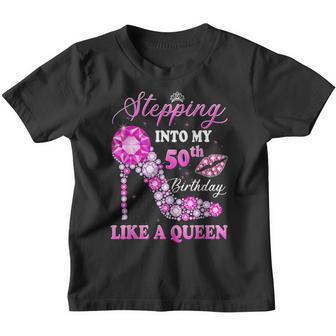 Stepping Into My 50Th Birthday Like A Queen For Women Youth T-shirt - Thegiftio UK