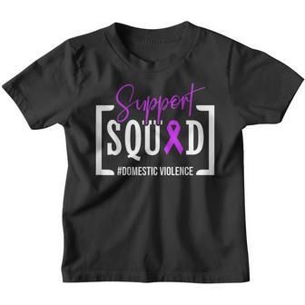 Support Squad Domestic Violence Awareness Purple Ribbon Youth T-shirt - Thegiftio UK
