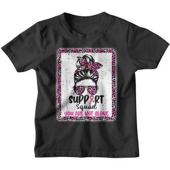 Support Squad Messy Bun Pink Warrior Breast Cancer Awareness V30 Youth T-shirt - Thegiftio UK
