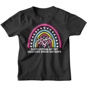 Supporting My 1St Graders Since 100 Days Teacher School Youth T-shirt - Thegiftio UK