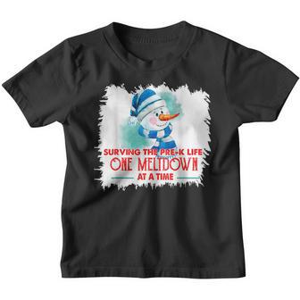 Surviving Preschool Life One Meltdown At A Time Snowman V3 Youth T-shirt - Thegiftio UK