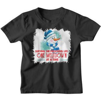 Surviving Preschool Life One Meltdown At A Time Snowman Youth T-shirt - Thegiftio UK