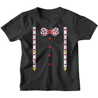 Suspenders And Hearts Bow Tie Valentines Day Funny Boys Kids Youth T-shirt - Thegiftio UK