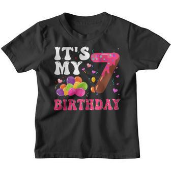 Sweet Donut Its My 7Th Birthday 7 Years Old Funny Youth T-shirt - Thegiftio UK