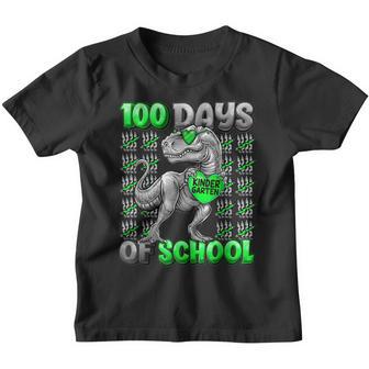 T Rex 100 Days Of School Kindergarten 100 Days Smarter Boys V2 Youth T-shirt - Thegiftio UK