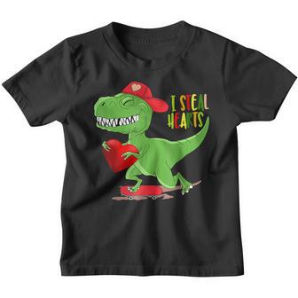 T-Rex Valentines Day Dinosaur I Steal Hearts Boys Girls Youth T-shirt - Thegiftio UK
