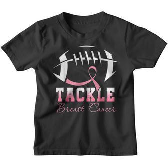 Tackle Breast Cancer Awareness Football Pink Ribbon Boys Kid V4 Youth T-shirt - Thegiftio UK