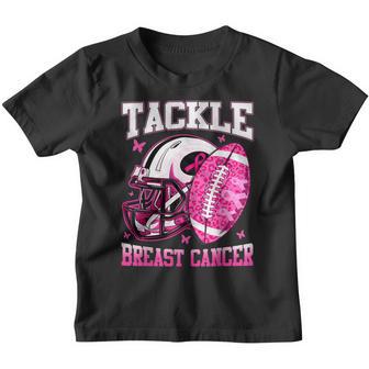 Tackle Breast Cancer Awareness Pink Ribbon Football Boy Kids Youth T-shirt - Thegiftio UK