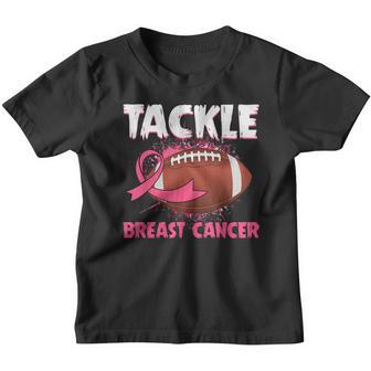 Tackle Football Pink Ribbon Breast Cancer Awareness Boys Kid V14 Youth T-shirt - Thegiftio UK
