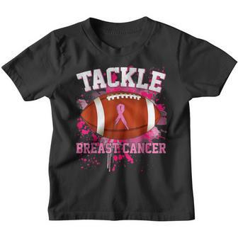 Tackle Football Pink Ribbon Breast Cancer Awareness Boys Kid V18 Youth T-shirt - Thegiftio UK