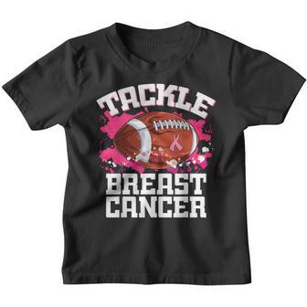 Tackle Football Pink Ribbon Breast Cancer Awareness Boys Kid V26 Youth T-shirt - Thegiftio UK