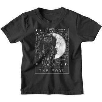 Tarot Card Crescent Moon And Cat Graphic V2 Youth T-shirt - Thegiftio UK