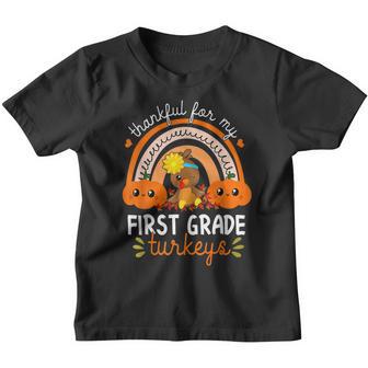 Teacher Thanksgiving Thankful For My First Grade Turkeys Youth T-shirt - Thegiftio UK