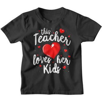 Teacher Valentines Day This Teacher Loves Her Kids Youth T-shirt - Thegiftio UK