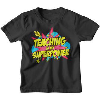 Teaching Is My Superpower Retro Comic Teacher Youth T-shirt - Thegiftio UK