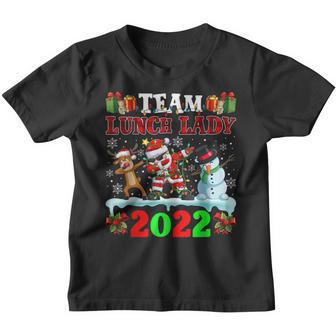 Team Lunch Lady 2022 Christmas Lights Dabbing Reindeer Santa Youth T-shirt - Thegiftio UK