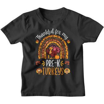 Thankful For My Pre-K Turkeys Pre K Thanksgiving Teacher Youth T-shirt - Thegiftio UK