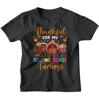 Thankful For My Second Grade Turkeys Thanksgiving Teacher Youth T-shirt - Thegiftio UK