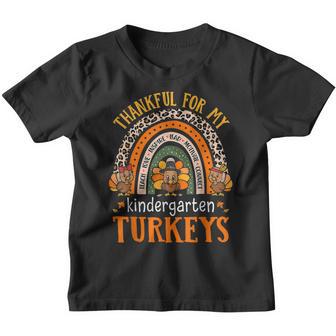 Thankful Kindergarten Teacher Student Thanksgiving Turkeys Youth T-shirt - Thegiftio UK