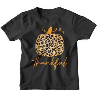 Thankful Leopard Pumpkin Thanksgiving Family Matching Funny Youth T-shirt - Thegiftio UK
