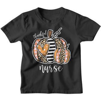 Thankful Nurse Leopard Plaid Pumpkin Thanksgiving Day Nurse V7 Youth T-shirt - Thegiftio UK