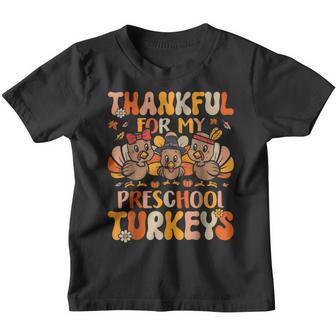 Thankful Preschool Teacher Funny Thanksgiving Turkey Teacher Youth T-shirt - Thegiftio UK