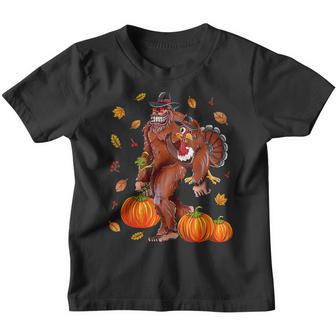 Thanksgiving Bigfoot Sasquatch Turkey Pumpkin Happy Day Kids Youth T-shirt - Thegiftio UK