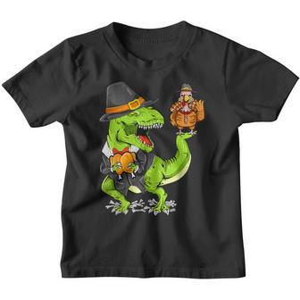 Thanksgiving Day Boys Dinosaur T Rex Turkey Funny Youth T-shirt - Thegiftio UK