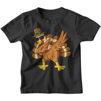 Thanksgiving Day Dabbing Turkey Pilgrim Boys Girls Kids V12 Youth T-shirt - Thegiftio UK