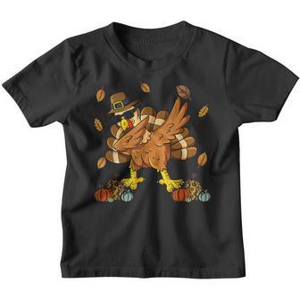 Thanksgiving Day Dabbing Turkey Pilgrim Boys Girls Kids V16 Youth T-shirt - Thegiftio UK