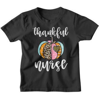 Thanksgiving Day With Thankful Nurse Leopard Plaid Pumpkin Youth T-shirt - Thegiftio UK