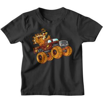 Thanksgiving Funny Turkey Riding Monster Truck Boys Kids Youth T-shirt - Thegiftio UK