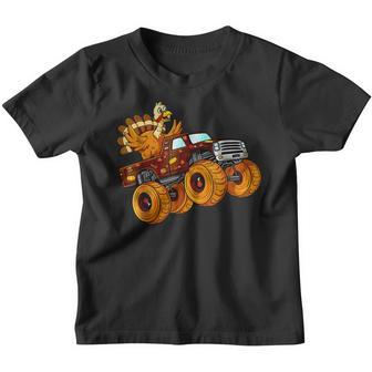 Thanksgiving Funny Turkey Riding Monster Truck Kids Youth T-shirt - Thegiftio UK