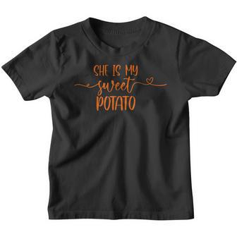 Thanksgiving Matching Couples Shes My Sweet Potato I Yam Youth T-shirt - Thegiftio UK