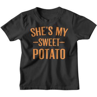 Thanksgiving Matching Couples Shes My Sweet Potato I Yam Youth T-shirt - Thegiftio UK